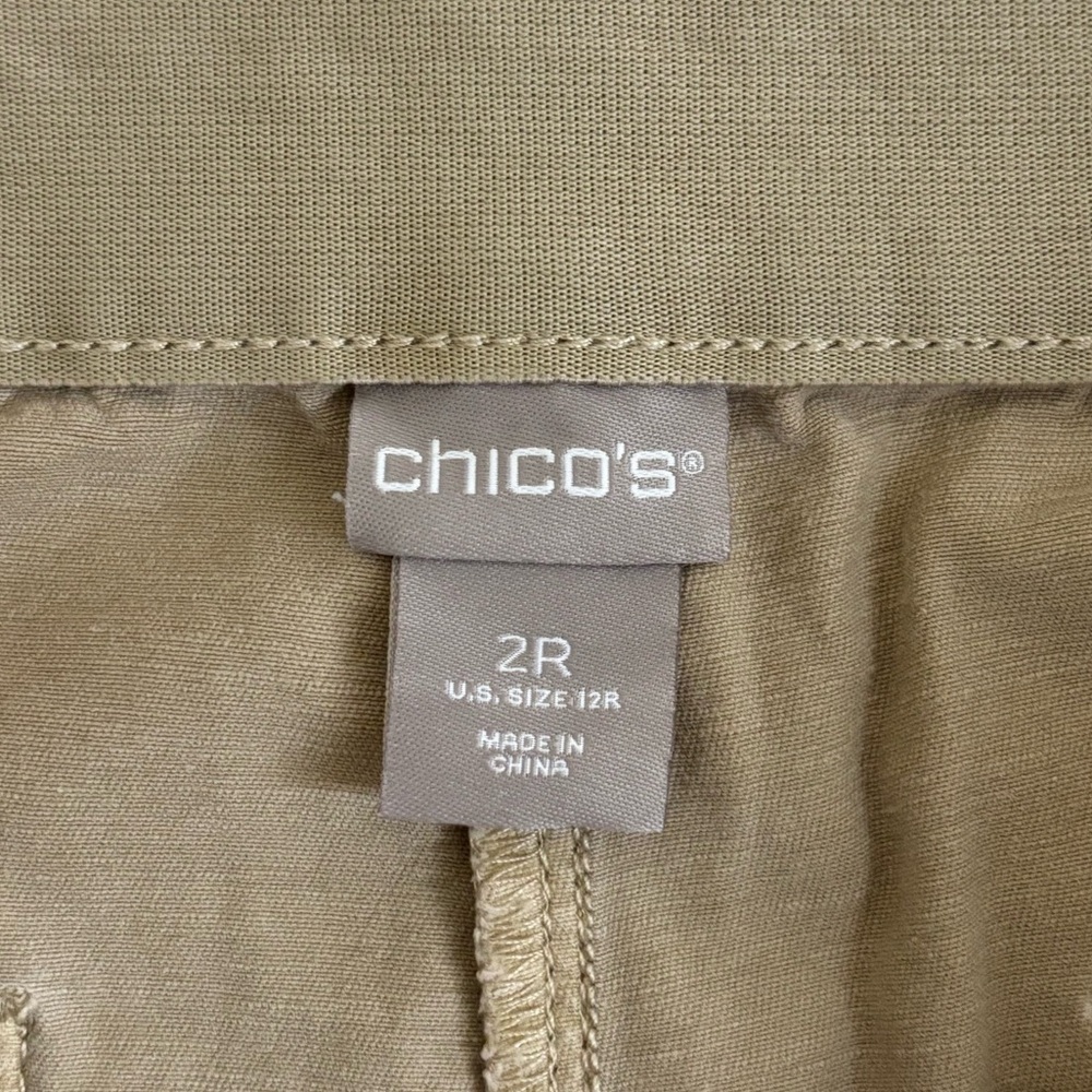 Chico's Pants Womens 2R/Lg 12 Khaki Flat Front Stretch Waistband Straight Leg‎ - Picture 11 of 14